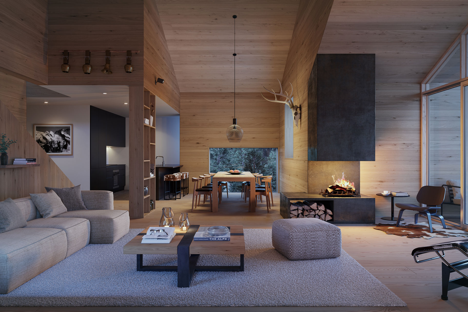 Cozy Swiss Chalet Interior in Zermatt, Switzerland