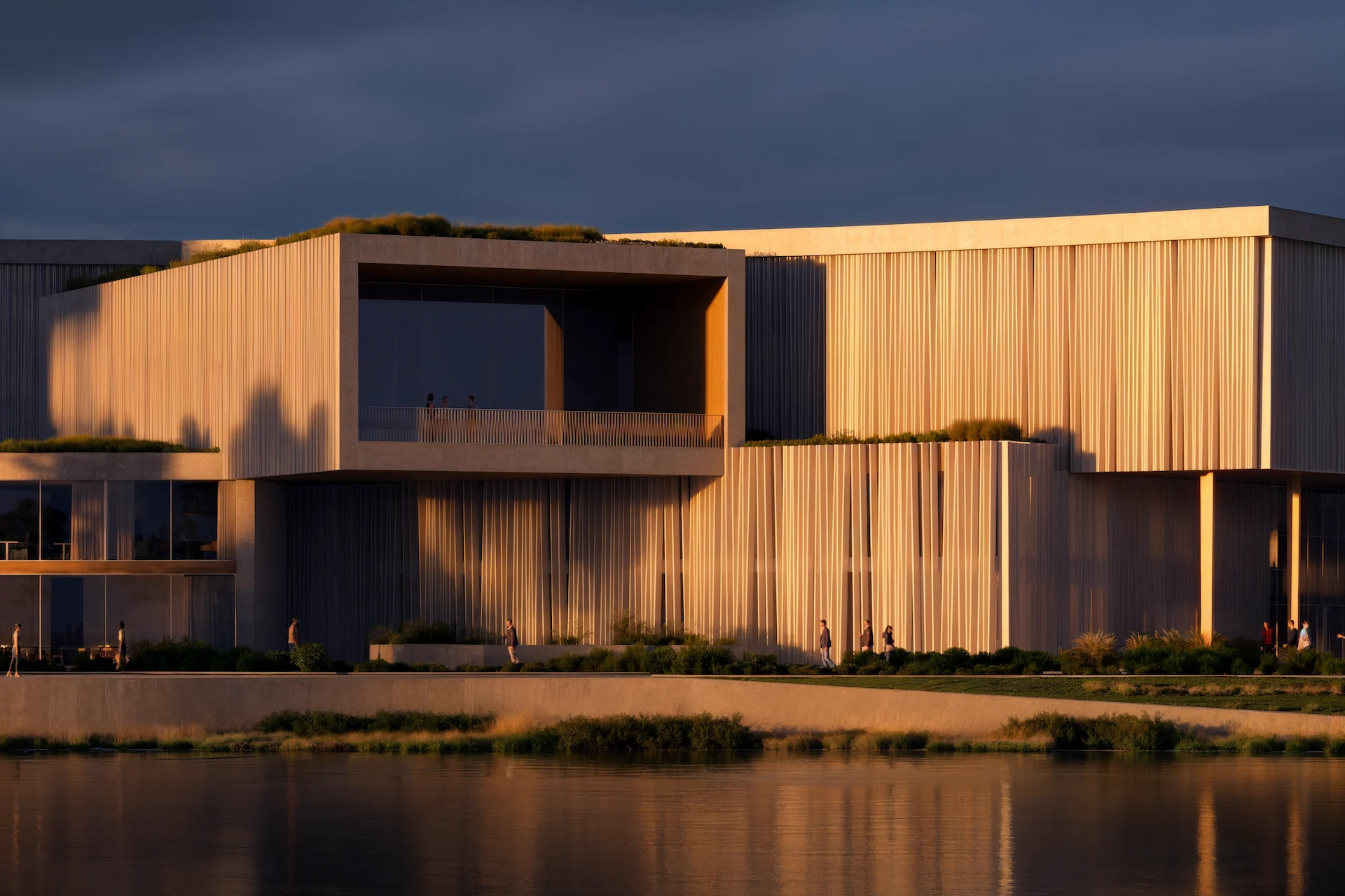 Incheon Geomdan Museum twilight exterior 3D render by ZOA Studio